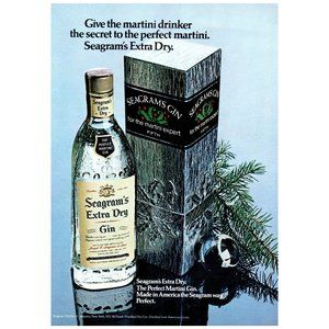 1972 Seagram's Gin Secret To The Perfect Martini Vintage Print Ad Silver Box